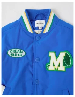 Milkshake Varsity Bomber Jacket in Blue & Ecru