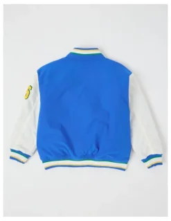Milkshake Varsity Bomber Jacket in Blue & Ecru