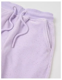 Milkshake Velour Trackpant in Purple Glitter