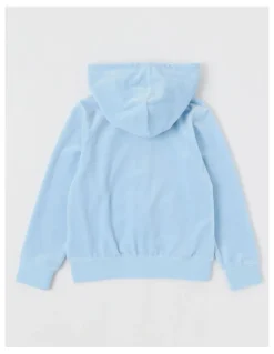 Milkshake Velour Zip Thru Hoodie in Light Blue