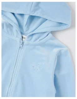 Milkshake Velour Zip Thru Hoodie in Light Blue
