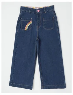Milkshake Wide Leg Denim Culotte w Rainbow in Denim
