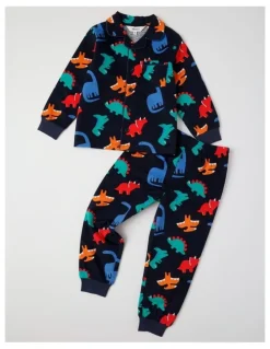 Milkshake Woven Dino Pyjamas in Navy