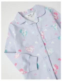 Milkshake Woven Unicorn Pyjamas in Light Blue