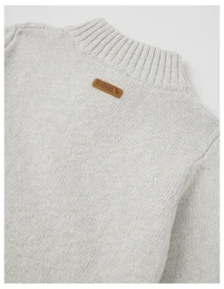Milkshake 1/4 Zip Knit Jumper in Grey Cable Knit