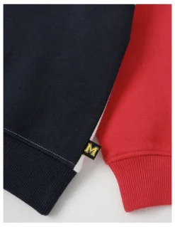 Milkshake 1/4 Zip Splice Sweat Top in White, Navy & Red
