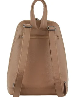 Milleni Ladies Genuine Leather Twin Zip Backpack in Burro