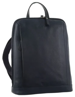 Milleni Nappa Leather Twin Zip Backpack in Navy