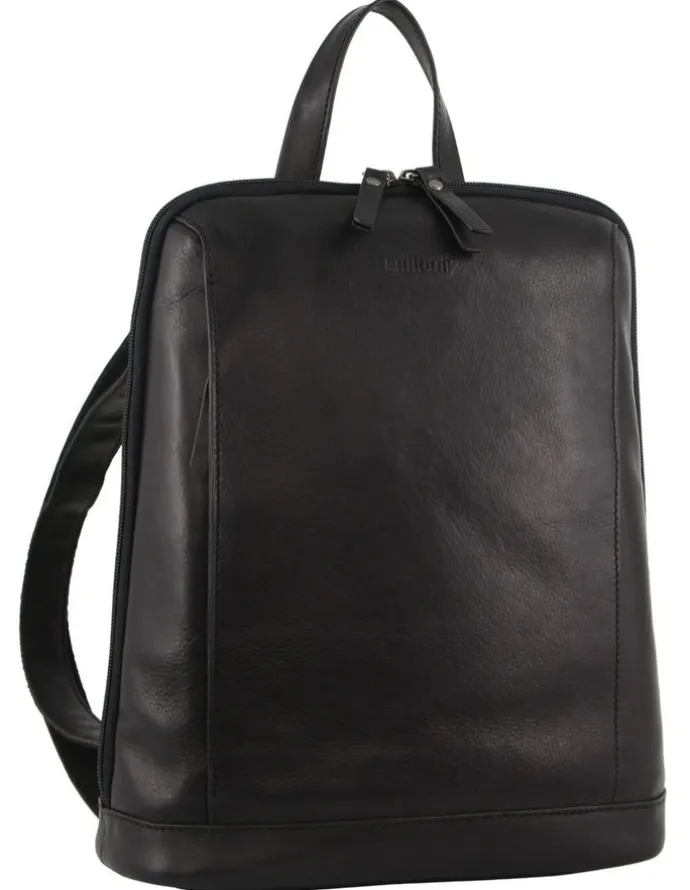 Milleni Nappa Leather Twin Zip Backpack in Black