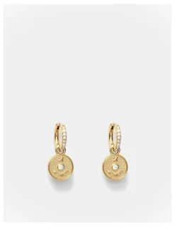 Mimco Amulet Charm Hoop Earrings in Gold