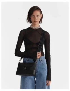 Mimco Bay Crossbody Bag in Black Light Gold