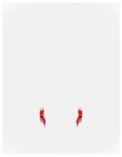Mimco Cornicello Stud Earrings in Red