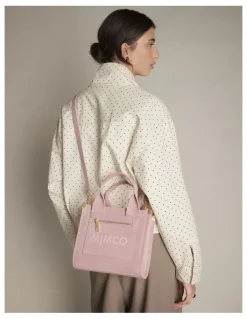 Mimco Patch Leather Mini Tote Bag in Pink Salt