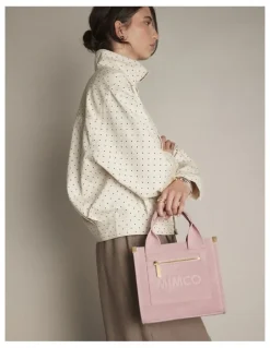 Mimco Patch Leather Mini Tote Bag in Pink Salt