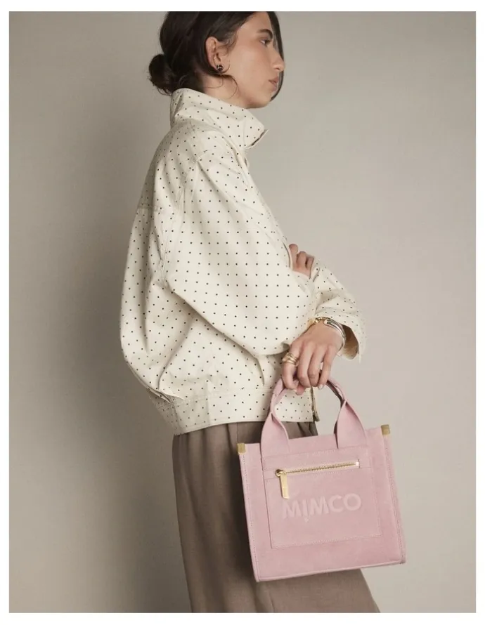 Mimco Patch Leather Mini Tote Bag in Pink Salt