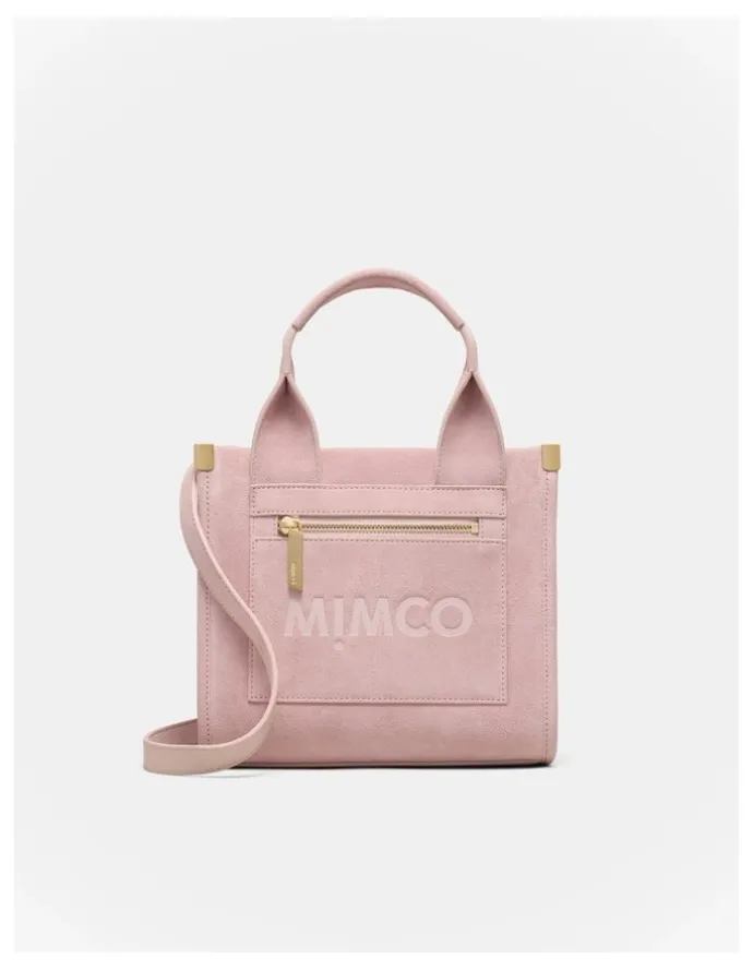 Mimco Patch Leather Mini Tote Bag in Pink Salt
