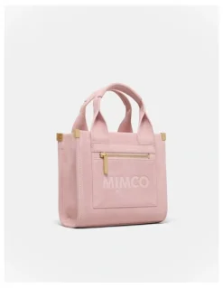 Mimco Patch Leather Mini Tote Bag in Pink Salt