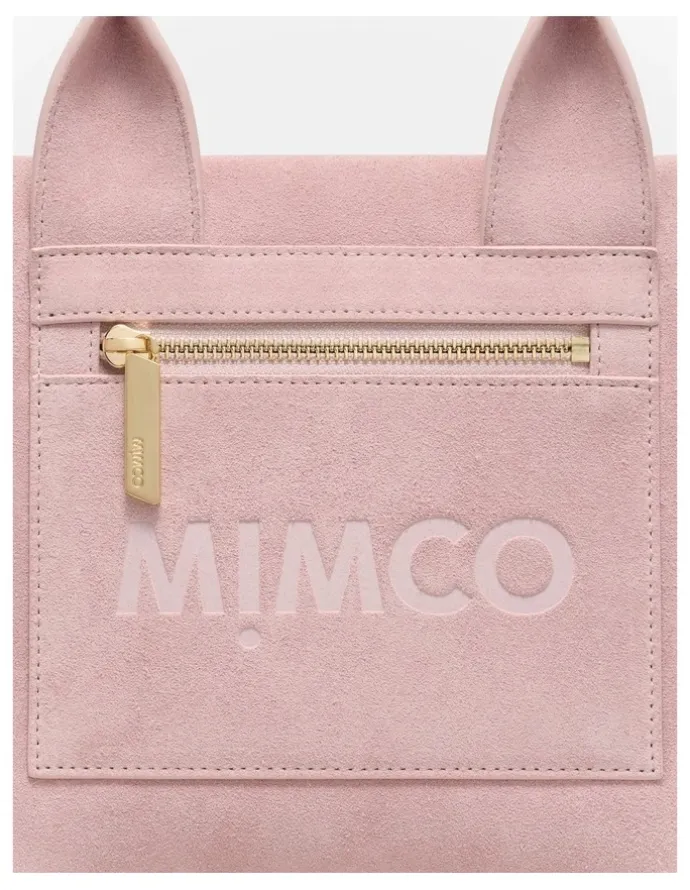 Mimco Patch Leather Mini Tote Bag in Pink Salt