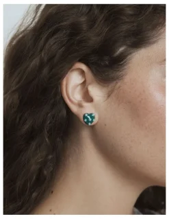 Mimco Polka Heart Stud Earrings in Green