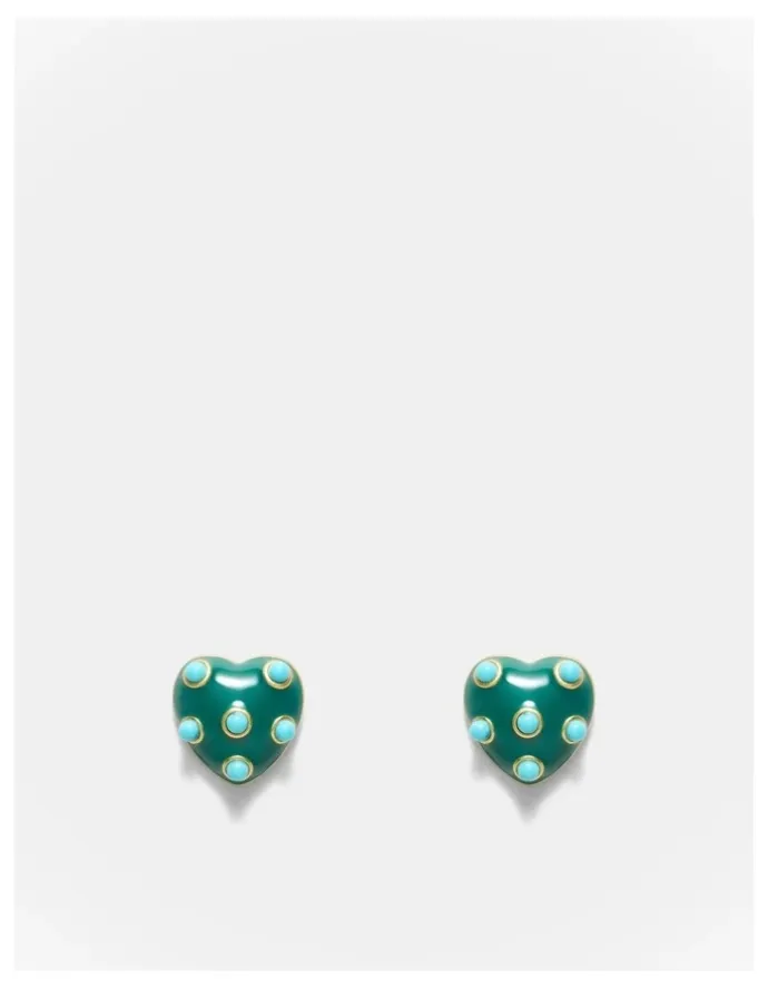 Mimco Polka Heart Stud Earrings in Green