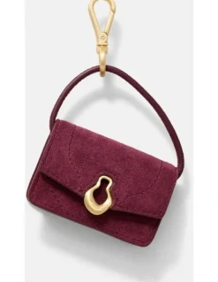 Mimco Shield Mini Bag Charm in Merlot