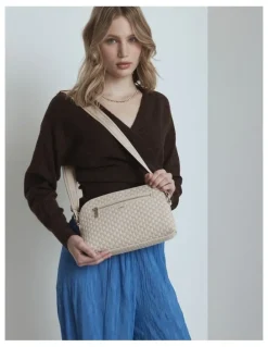 Mimco Squad Woven Crossbody Bag in Natural