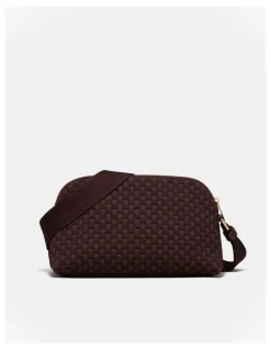 Mimco Squad Woven Crossbody Bag in Chocolate