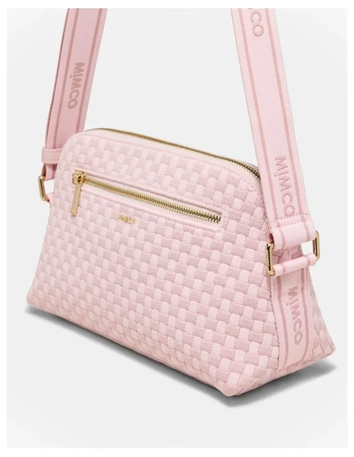 Mimco Squad Woven Crossbody Bag in Pink Salt