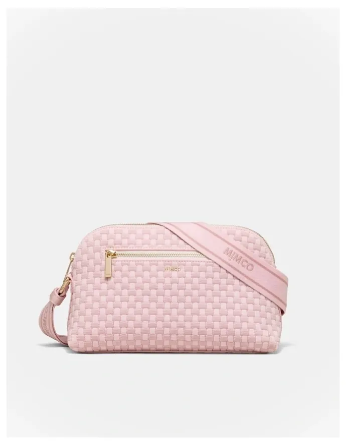Mimco Squad Woven Crossbody Bag in Pink Salt