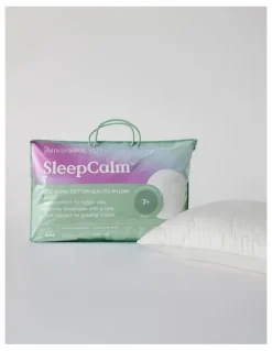 MiniJumbuk SleepCalm Wool Cotton Quilted Pillow 7+ in White
