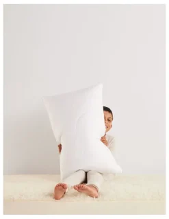MiniJumbuk SleepCalm Wool Cotton Quilted Pillow 7+ in White