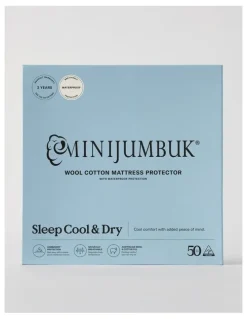 MiniJumbuk Sleep Cool & Dry Waterproof Mattress Protector Quilted Wool / Cotton
