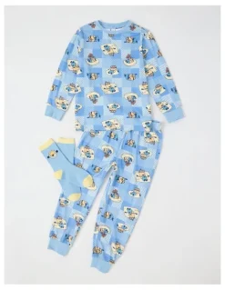 Minions Cosy Knit Pyjama with Socks in Light Blue