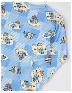 Minions Cosy Knit Pyjama with Socks in Light Blue