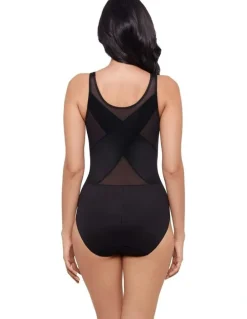 Miraclesuit Shapewear Back Wrap Padded Cup Back Support Bodysuit Shaper in Black