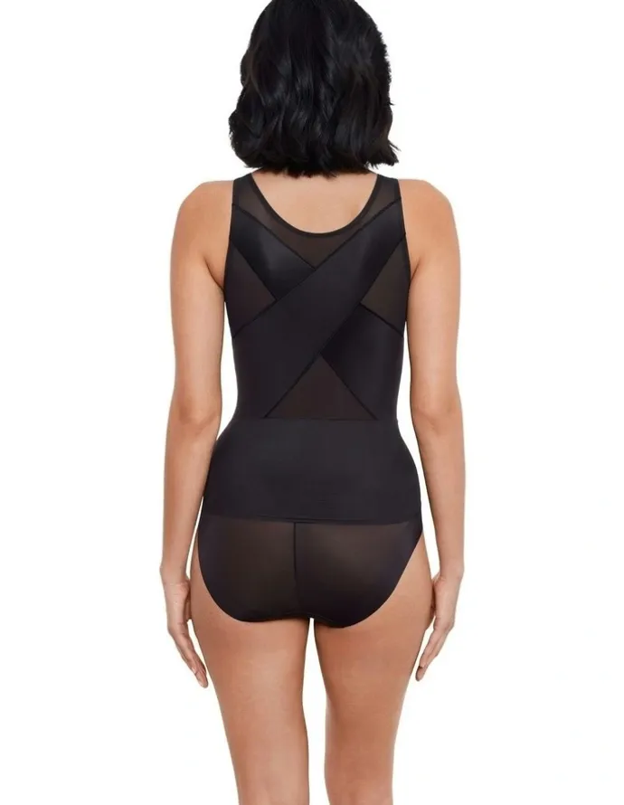 Miraclesuit Shapewear Back Wrap Padded Cup Smoothing Posture Support Camisole in Black