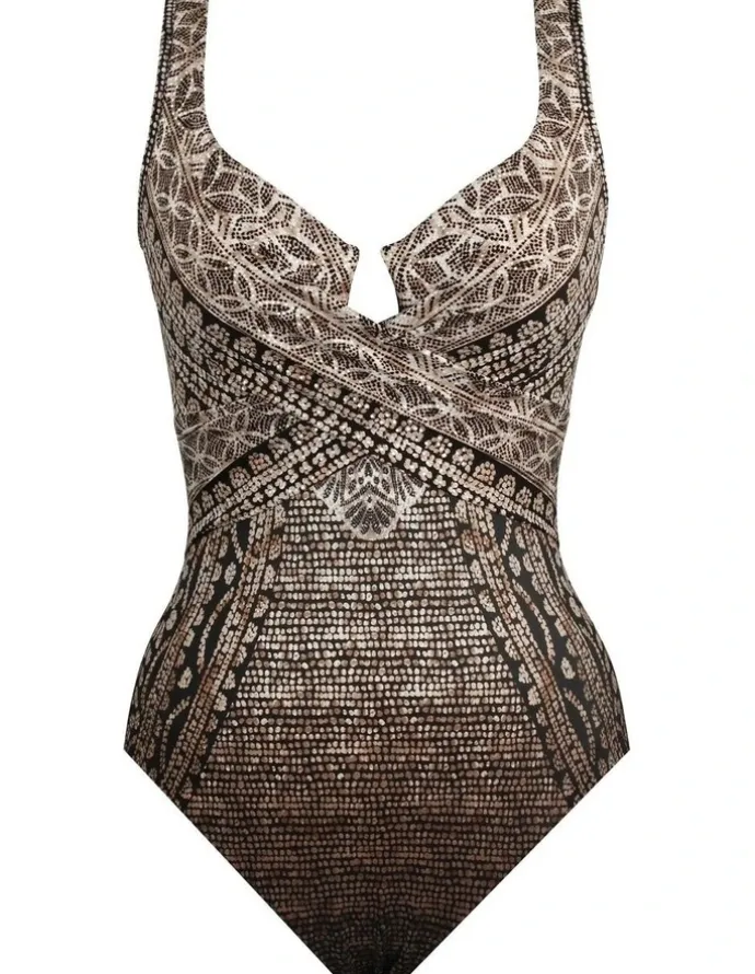 Miraclesuit Swim Cappadocia Criss Cross Escape Underwired Shaping Swimsuit in Black Multi