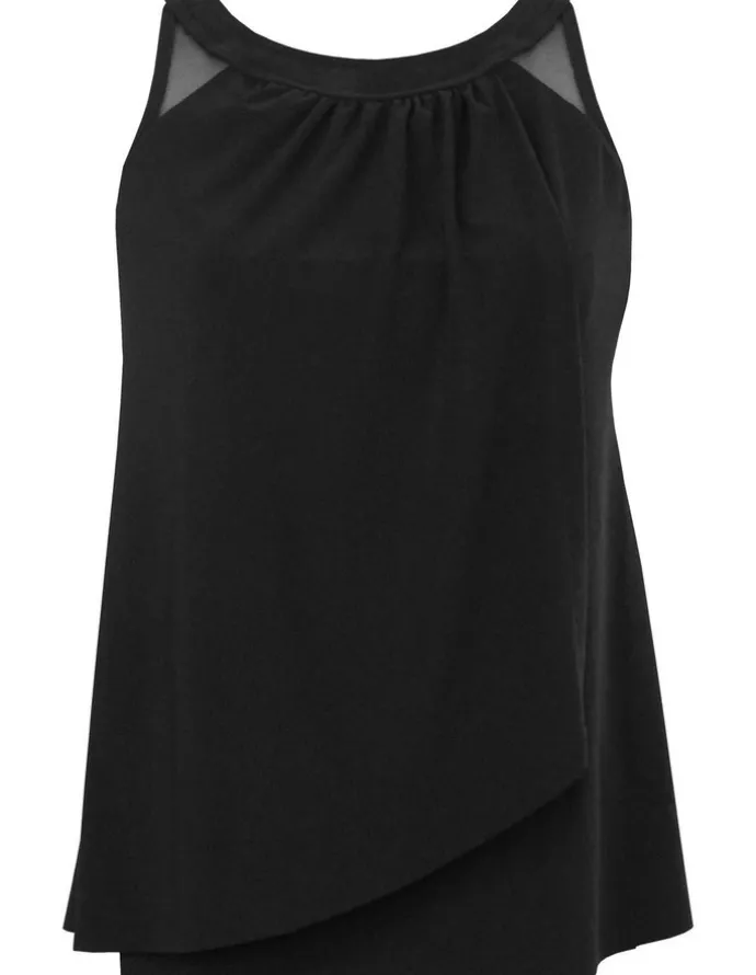 miraclesuit Swim Illusionists Ursula High Neck Underwired Plus Size Tankini Top in Black