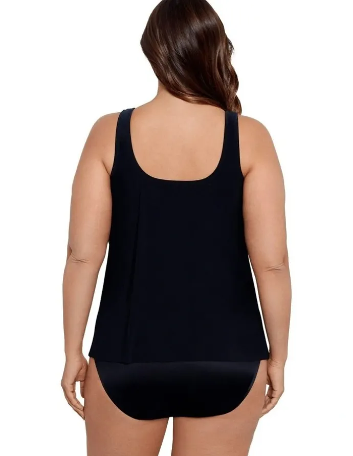 miraclesuit Swim Illusionists Ursula High Neck Underwired Plus Size Tankini Top in Black