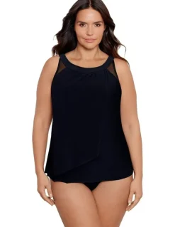 miraclesuit Swim Illusionists Ursula High Neck Underwired Plus Size Tankini Top in Black