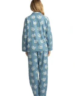 Mitch Dowd Mitch Dowd - Women's Cuppa Joe Flannel Pyjama Set - Blue