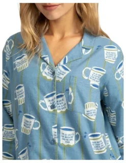 Mitch Dowd Mitch Dowd - Women's Cuppa Joe Flannel Pyjama Set - Blue