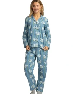 Mitch Dowd Mitch Dowd - Women's Cuppa Joe Flannel Pyjama Set - Blue