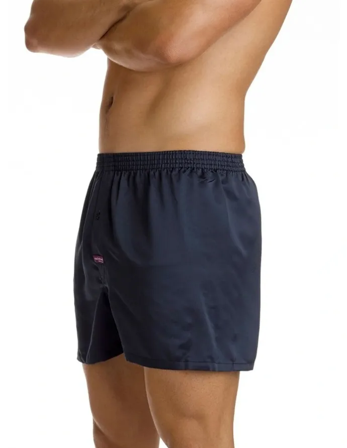 Mitch Dowd Satin Boxer Short in Navy