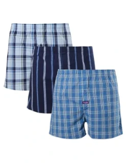Mitch Dowd Woven Boxer 3 Pack in Blue