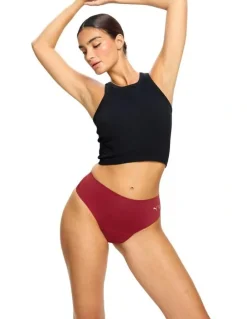 Modibodi Seamfree Active Hi Waist Cheeky Moderate Absorbency Caramelised in Red