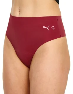 Modibodi Seamfree Active Hi Waist Cheeky Moderate Absorbency Caramelised in Red