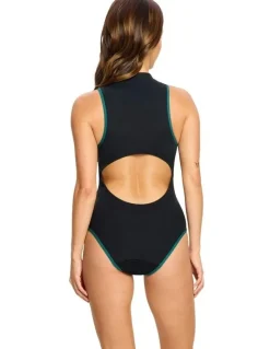 Modibodi Swimwear Zip Front One Piece Super Absorbency in Black Orchid