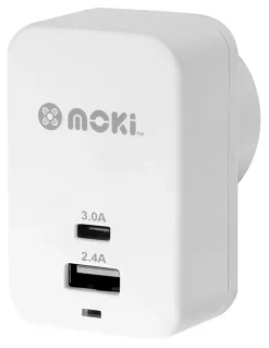 Moki ACC-MTCWPW Wall Charger + (Type C + USB) 5.4A in White
