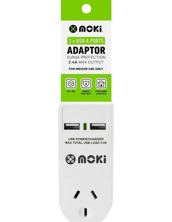 Moki Adaptor 1 Socket + 2 USB-A ACC-PAUSB2